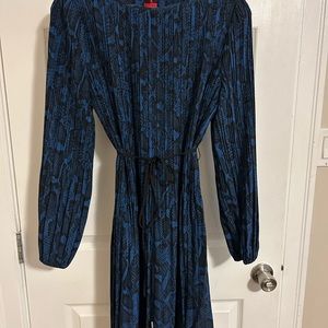 Hugo Boss Blue and Black Patterned Dress